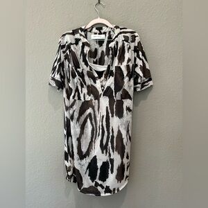 Zara Collection Zebra Print Tunic Blouse With Cami Slip Underneath Sz M GUC